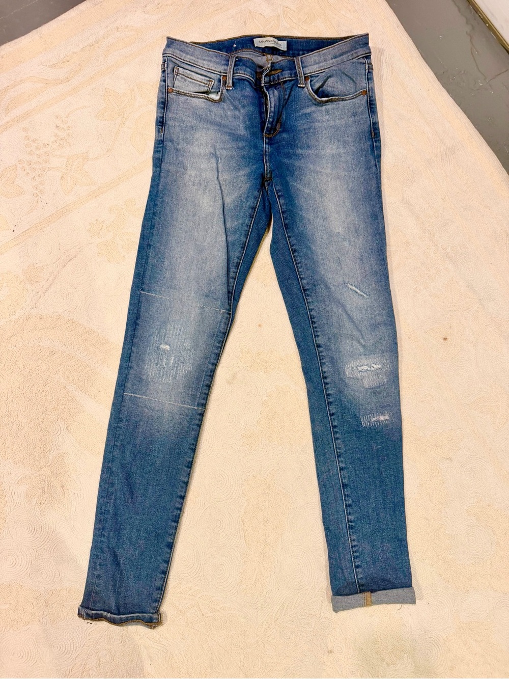 EUC Banana Republic Patchwork Skinny Jeans Sz 27